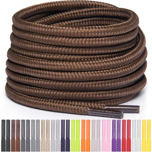Miscly Cordones Redondos para Zapatos, Zapatillas y Botas - Disponibles en Múltiples Longitudes y Colores (Marrón, 114 cm)