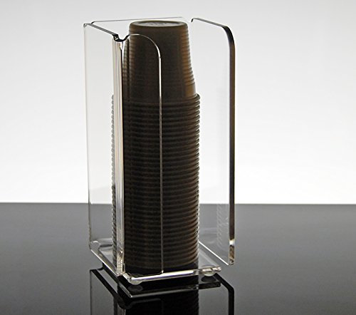 Dispenser porta bicchierini da caffè in plastica piccoli design moderno in plexiglass Narciso (Trasparente, Piccolo (6,8 x 6,8 x 16 cm)