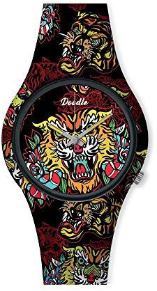 Doodle Watch Herrenuhr Street Fighter Mood Tattoouhr Tiger Schwarz DO42003