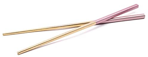 vhbw 1 Paire de baguettes - Chopsticks en acier inoxydable, or / rose