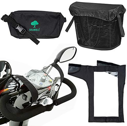 Bramble - 3 Piece Mobility Scooter Accessory Set - Clear Waterproof Tiller Cover, Basket Liner & Lid and Handy Organiser Travel Storage Bag