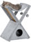 PawHut Two Tier Cat Tree for Indoor Cats Play Rest Activity Tower Plush Folding Relax Center w/Scratching Post Hammock Pom Poms Grey