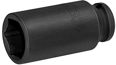 Jetech Douille à chocs profonde de 27 mm à entraînement 1/2 po avec conception à 6 points, acier allié au chrome-molybdène traité thermiquement, métrique