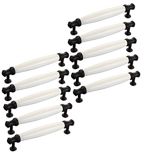 E EBETA 10er Schrankgriffe Bogengriffe Keramik Griffe Türgriff Retro Möbelgriff Schubladegriff Möbelknöpfe (Bohrlochabstand 128 mm)