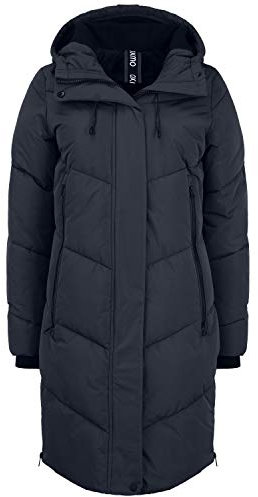OXMO OXJuna Damen Wintermantel Parka Mantel mit Kapuze Gummizug Reißverschlusstaschen Seiten-Reißverschlüsse Regular fit, Größe:S, Farbe:Black (194007)