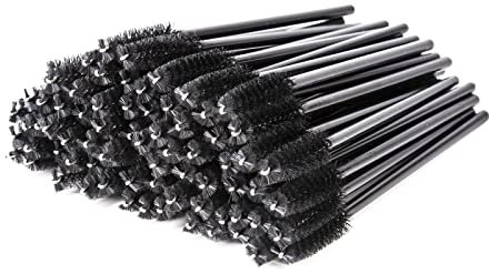 i-Laesh 100 Pcs Disposable Eyelash Brushes, Mascara Wands, Eye Lash Brush, Spoolies for Eyelash Extensions, Spoolie Eyebrow Eyeshadow Brow Makeup Supplies Kit Cleansing Glitter Applicator Tool
