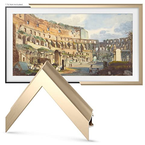 Deco Cadre TV en alliage – Lunette dorée pâle compatible uniquement avec Samsung The Frame TV (55, compatible avec cadre TV de 2021-2022)