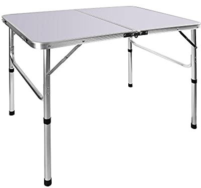 Nachtmarktstände-Tisch und Stehtisch, klappbarer Tisch und Stuhl, für Balkon, Outdoor, Picknick, Grill, tragbar, weiß, Einzeltisch, 90 x 60 cm, 2-Gang verstellbar, Höhe 37/67 cm