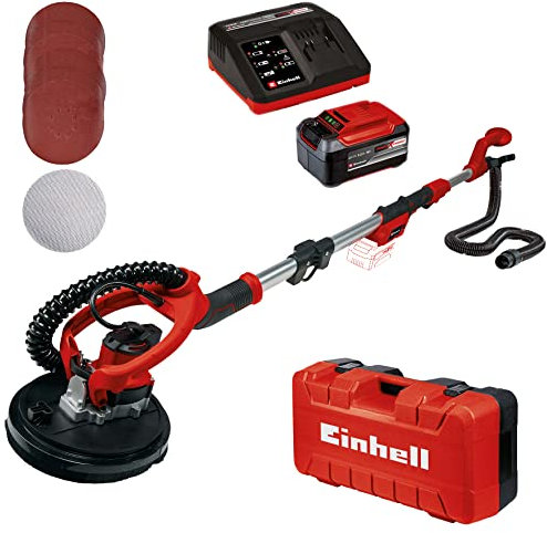 Einhell TE-DW 18/225 Li - Solo Levigatrice per muro a batteria Power X-Change + Einhell Starter Kit 5,2 Ah con batteria e caricabatterie Power X-Boost, Li-Ion, 18 V, Tempo di ricarica 80 minuti