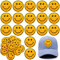 24 Stück Gelbes Smiley-Gesicht, Aufnäher zum Aufnähen oder Aufbügeln, dekoratives Kleid, Handtuch, Stoff, fröhliches Gesicht, Kleidung, Nähen, Dekorieren, DIY, Applikation, Aufnäher für Dekoration