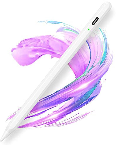 AMZCaSE Stylus Stift für iPad 2018-2023, kompatibel mit iPad 10/9/8/7/6th, iPad Mini 6/5th, iPad Air 4/3th, iPad Pro 11'/12,9', kapazitiver Stift mit 4 Ersatzspitzen, Palm Rejection (202Weiß)