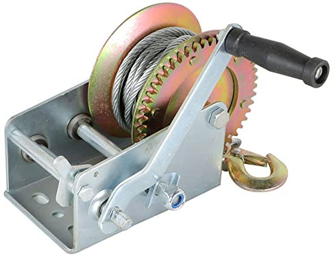 kimllier Treuil manuel robuste de 1 587,6 kg réglable bidirectionnel pour bateau remorque avec câble en acier de 10 m, câble de manivelle avec crochet pour bateau, remorque ou VTT