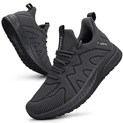 Feethit Chaussures de Sport Femme Respirant Légère de la Mode de Marche Fitness Tennis Outdoor Gym Sneakers Carbone 41