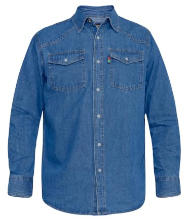 D555 Kingsize Western Long Sleeve Denim Shirt Black