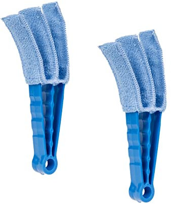 Invero 2 Pack of Venetian Window Blinds Cleaner - 3 Pronged Microfibre Brush Wet Dry Duster with Removable Washable Sleeve - Ideal for Home, Offices or Cars - Easy Clean