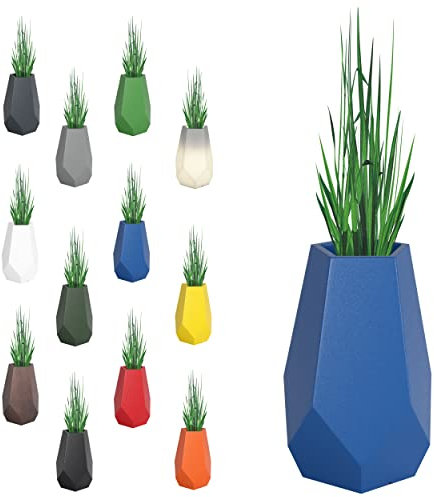 Monumo®️ Bari Blumentopf Groß XXL mit Innenkasten wetterfest, Blumenständer für Garten, Pflanzentopf für Balkon, moderner Blumenvase, Blumenkübel, viele Farben (46 cm x 46 cm x 71 cm, Blau)