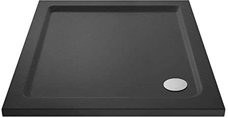 VeeBath 40mm Slate Grey Square Shower Tray for Walk in Wet Room Enclosure Cubicle - 900 x 900mm