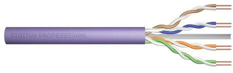 Digitus 100 m Cat 6 network cable – U-UTP Simplex – BauPVO Dca – LSZH halogen-free – 250 MHz copper AWG 23/1 – PoE+ compatible – Ethernet cable – purple