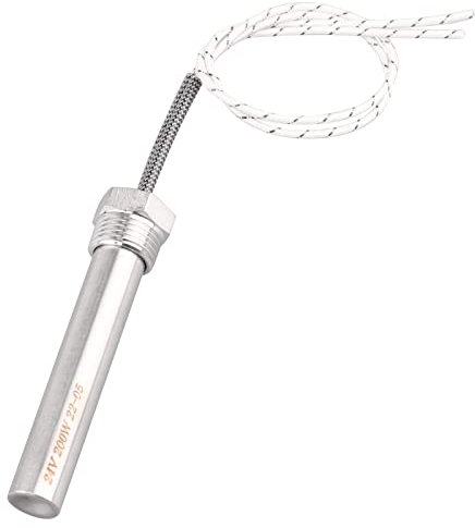 AIICIOO Heizpatrone Heizelement Eintauchheizkörper 24V 200W 1/2 Zoll DN15 21mm Flansch Edelstahl Elektrische Heizung