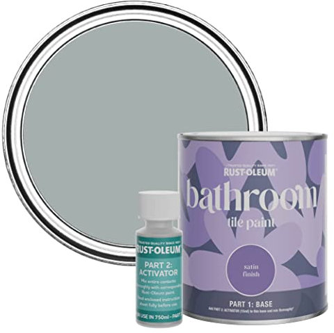 Rust-Oleum Grey Water-Resistant Bathroom Tile Paint in Satin Finish - Mineral Grey 750ml