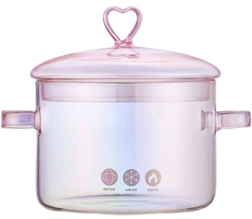 YARNOW L/oz Shaped Knob Safe Ml Stew Resistant High Stewing Retro Stock Milk Multi-use Cooking Heat Pots Stovetop Casserole L -Resistant Pink Clear Home for Hot Canteen Noodle Handles