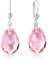 Schöner-SD 925 Silber Ohrringe Tropfen Kristall 16mm Light Rose Rosa