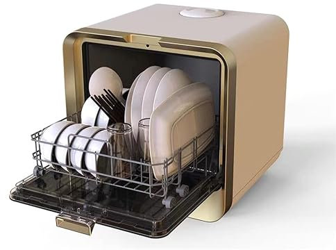Mini Dishwasher, Countertop Dishwasher with 5L-10L Built-in Water Tank, 4 Programs, ECO& Glass, 75℃ Steam& Air-Dry Function,360° Up and Down Spray, Dish Washer for Dorm, RV& Apartment