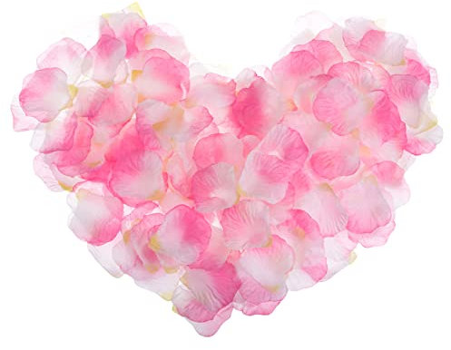 sourcing map Lot de 2000 pétales de rose artificiels en soie, rose, blanc et jaune, 5,1 x 5,1 cm, pour centre de table de mariage, décoration de fête