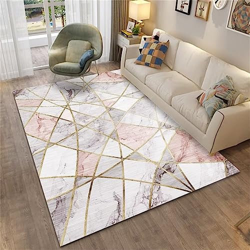 RUGMRZ Tapis D'Éveil 60 x 90 cm Tapis D Eveil Bebe Style Moderne Texture de marbre Gris Rose Super Doux Tapis Salon