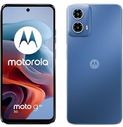 Motorola moto g34 Smartphone (6,53“ HD+ Display, 50 MP Camera, 4/128 GB, 5000 mAh Battery, Android 14) Ice Blue