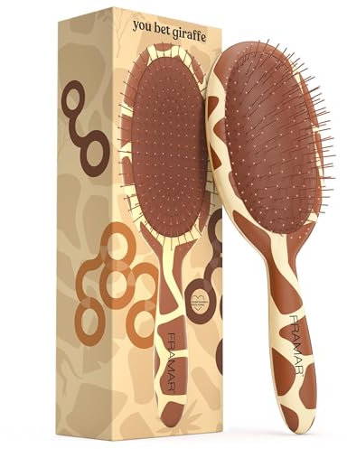 FRAMAR Giraffe Haarbürste Ohne Ziepen - Haarbürsten Für Langes Haar, Haarbürste Damen, Wet Hair Brush, Entwirrbürste Lange Haare, Detangler Bürste, Locken Bürste Haare, Haarbürste Mädchen, Hairbrush