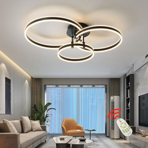 Modern 3 Ringe EsstischDeckenleuchten 117W LED Dimmbar Wohnzimmer Kronleuchter Mit Fernbedienung Schick Deckenlampe Schlafzimmer Salon EsszimmerLeuchter Metallisch Kombination Deckenlicht ( Color : Sc