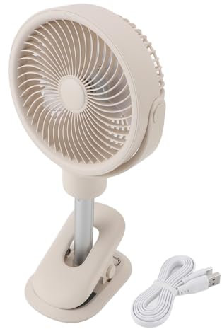 Sxhlseller Clip-on-Ventilator, Batteriebetrieben, 4000 MAh, Automatisch Oszillierender, Tragbarer USB-Ventilator mit Nachtlicht, Kleiner 4-Gang-Tischventilator, Wiederaufladbarer
