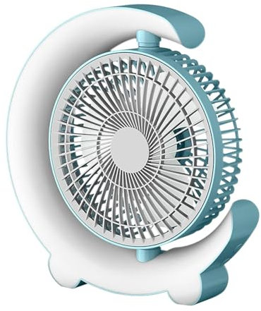 Ventilador de escritorio giratorio de 360 grados, alimentado por USB, pequeños ventiladores de mesa silenciosos con luz ambiental ajustable para el hogar y la oficina