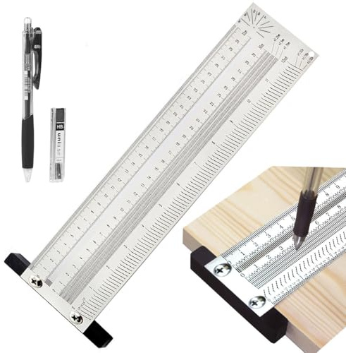 Xemnys Ultra-Präzisen Anreißlineal, Edelstahl Anreißwerkzeug T-Lineal 300 mm, Zimmermannswinkel, Metrisch, Holzbearbeitungswerkzeug für Anreißen, Speedmarker, Positionierung, Messen, Zeichnen