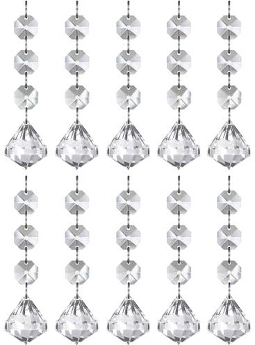 UCLEVER 10 Stück Sonnenfänger Anhänger Diamant Kristall Suncatcher, 26mm Tropfen Kristallglas Kronleuchter Lichtfänger Kristalle Anhänger Prismen für Fenster Haus Garten Windspiel