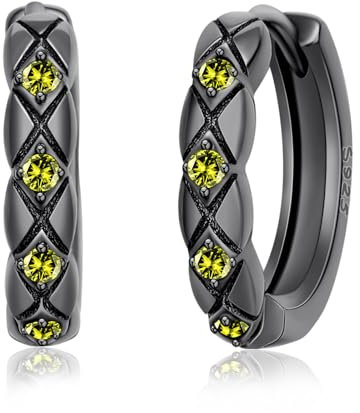 Schwarze Creolen 925 Sterling Silber Peridot Ohrringe Schwarze Herrenohrringe Punk-Stil Minimalistischer Schmuck Geschenk für Damen Männer