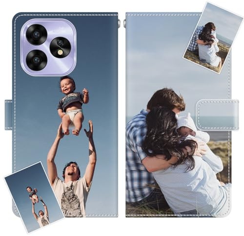 JGOYGYI Personalisierte Leder Handyhülle kompatibel mit UMIDIGI A15C A15T A13S A13 A11 A9 Pro A7s Power 7 7S G1 G2 G3 G5 Max C1,Individuelle Text Bildern Foldable Flip Klapphüllen Case hülle
