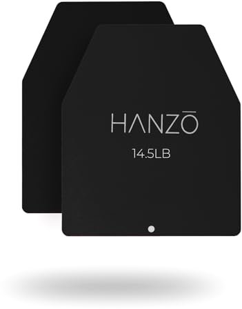 HANZO Weighted Vest Plates – 17.5 lbs, 29 lbs, or 39.5 lbs Pair – Powder-Coated Steel Plates for Weighted Vests – Durable Resistance Weights for Rucking, Strength Training, and Fitness Workouts