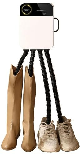 Tall Boot Dryer, Shoes Warmer with Foldable Hose, 240min Timer and UV Function, 360° Heat Flow Cycling and Wind Speed Adjustable, Space Saving Design and Portable, For Wet Boot, Sneakers