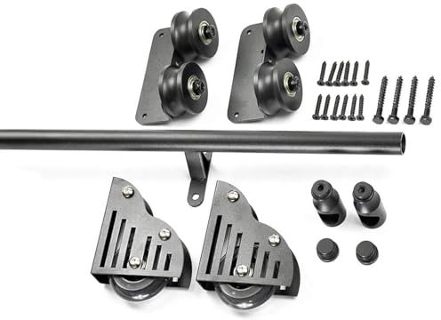 AYVADA Schiebe-/Rollleiter-Hardware-Kit für Bibliotheken mit Bodenrolle, vielseitig einsetzbar für Lofttreppen/Bücherregale, runde Rohrschienen, 3,3 bis 24 Fuß, Home-Office-Schiebeschiene, komplett