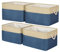 Univivi Canvas Storage Boxes, 43 x 30 x 25cm Extra Large Fabric Storage Baskets for Shelves with Rope Handles, Foldable Storage Box for Kallax Unit Organizing Clothes Nursery Home- Navy, Set of 4