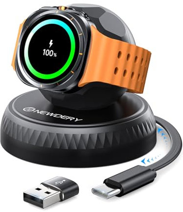 NEWDERY per Samsung Watch 7 Caricabatterie con Cavo USB C Retrattile, Stazione di Ricarica Wireless Magnetica Portatile per Galaxy Smartwatch Ultra 6 Classic 5 Pro 4 Classic 3 Active 2 1
