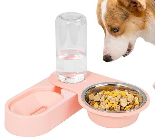 Sghtil y Bebedero para Alimentos para Mascotas, dispensador automático de Comida y Agua para Gatos | Cuencos de alimentación con Botella de Agua, comederos automáticos Antideslizantes de