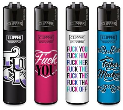Clipper Feuerzeuge Fuck Collection (4er Set), Neue Motive 2025