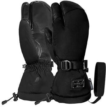 Reusch Yuna Down Lobster Damen Skihandschuhe – R-TEX XT, REALDOWN Daunen-Isolierung, wasserdicht, Winddicht & atmungsaktiv – 3-Fingerhandschuhe mit Ziegenleder-Innenhand & Powder Cuff