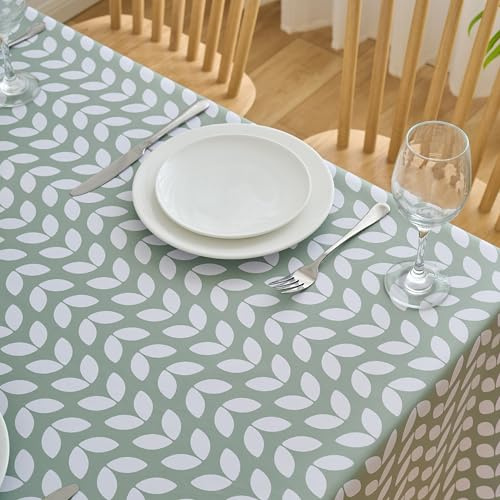 Dehaus® Petal Parade Wachstuchtischdecke Abwischbar Salbeigrün 140 x 140 cm | Wachstischdecke, Tischdecke, PVC, Wetterfest, Tischdecken, Gartentischdecke, Wachstuch, Outdoor, Tischtuch