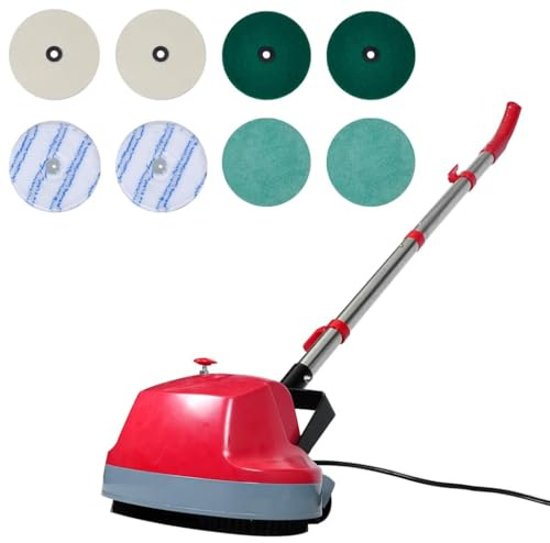 Genérico Pulidora Limpiasuelos 5 en 1 con Cabezal Doble Contrarrotativo de 400 RPM, Carcasa ABS y Mango Acero Inoxidable, para Limpieza Profunda y Rápida