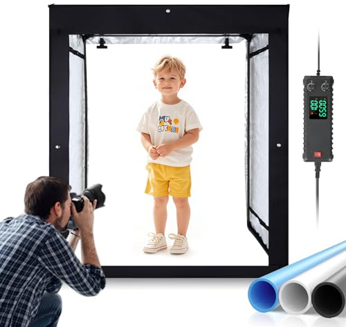 Bi-Color LED Photo Light Box 140x50x120cm, Dimmable LEDs Product Photography Lighting Tent with High CRI>98, 3 Colors Backdrops for Large Product Photography (Clothes/Furniture/Artwork)