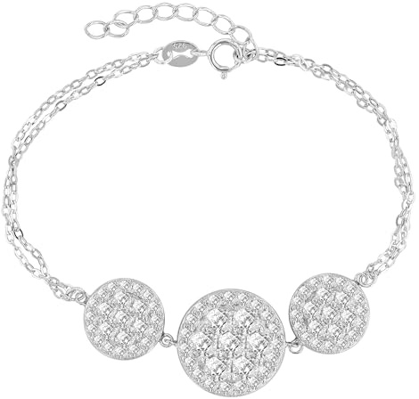 Akzent Armband Damen - Premium Armband Damen in Schwarz aus 925/- Silber, rhodiniert, 100% Wasserfest & Hautverträglich